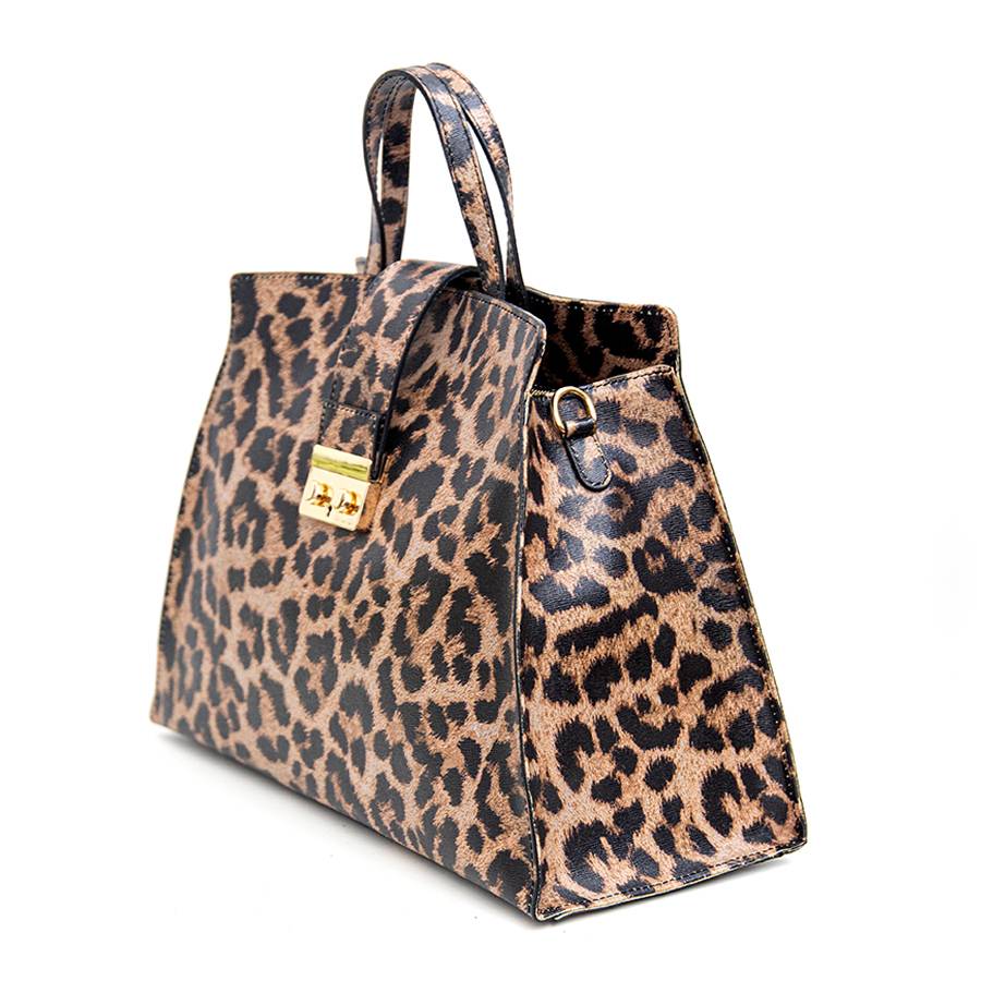 Laura Di Maggio LEOPARD BIG – Borsa in pelle saffiano stampa leopardo Italia