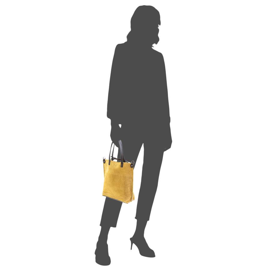 Laura Di Maggio TRUDI – borsa in camoscio ed eco montone ocra In Linea