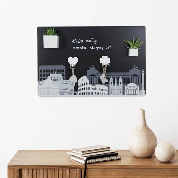 Kalamitica Lavagna Magnetica Stampata 56x38 cm - Skyline Black&White In Saldo