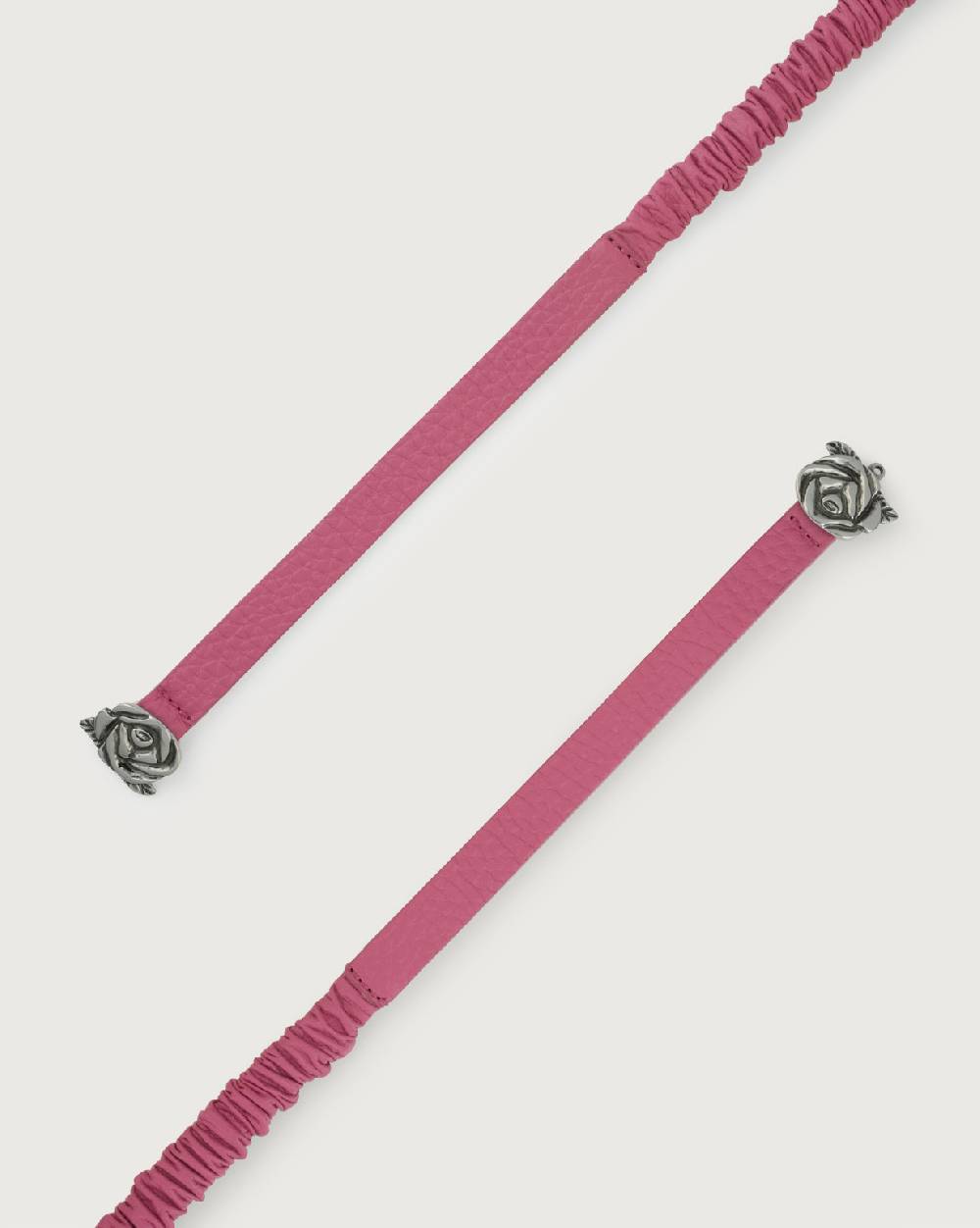 Orciani Cintura Soft in pelle elasticizzata con fibba ad incastro motivo rose 1,5 cm Outlet