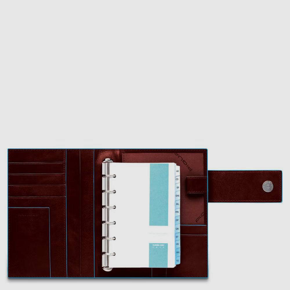 Piquadro Large leather organiser with Soddisfazione Garantita