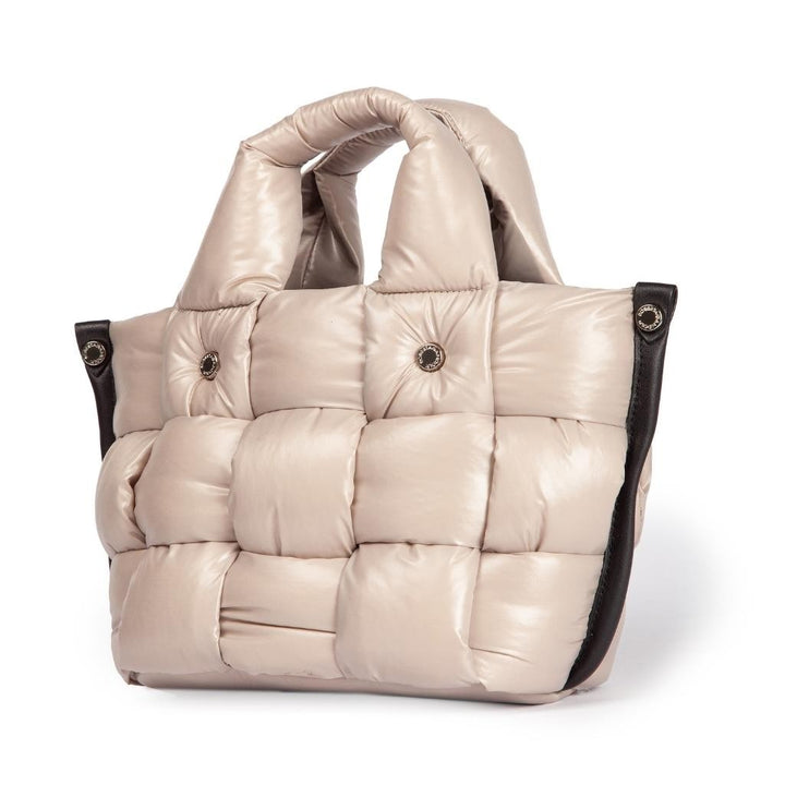 Roberta Gandolfi Greta Mini borsa in tessuto antigoccia imbottita ed intrecciata a mano con finiture in pelle Spedizione Gratuita