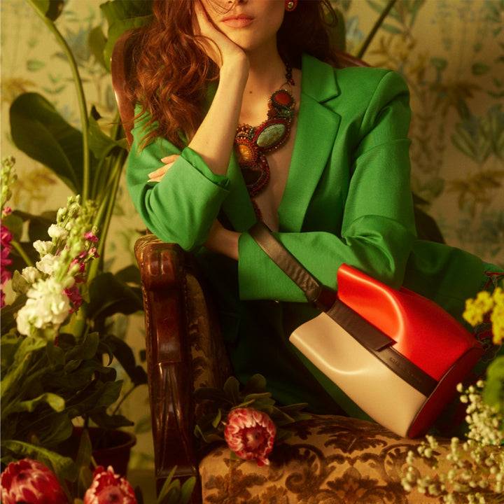 Roberta Gandolfi Cinzia Bucket small in pelle bicolor con tracolla staccabile Vendita Economica