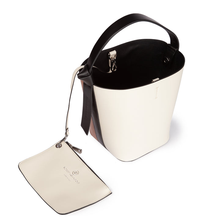 Roberta Gandolfi Cinzia Bucket small in pelle bicolor con tracolla staccabile Nuova