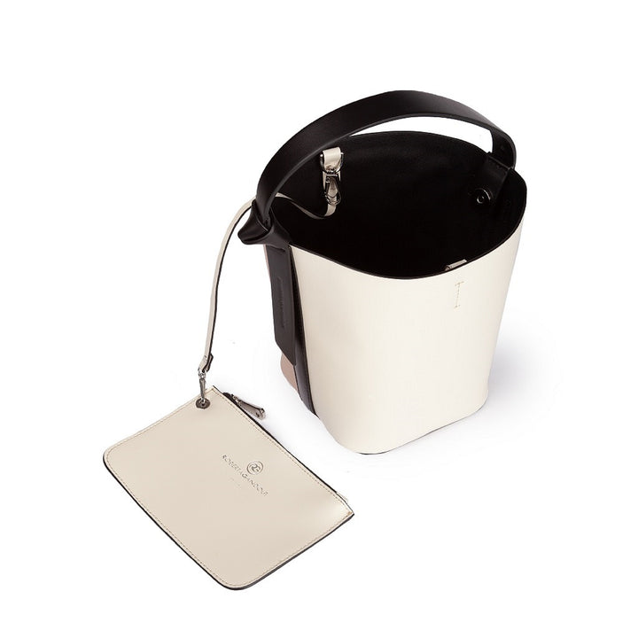 Roberta Gandolfi Cinzia Bucket medium medium in pelle bicolor con tracolla staccabile Italy