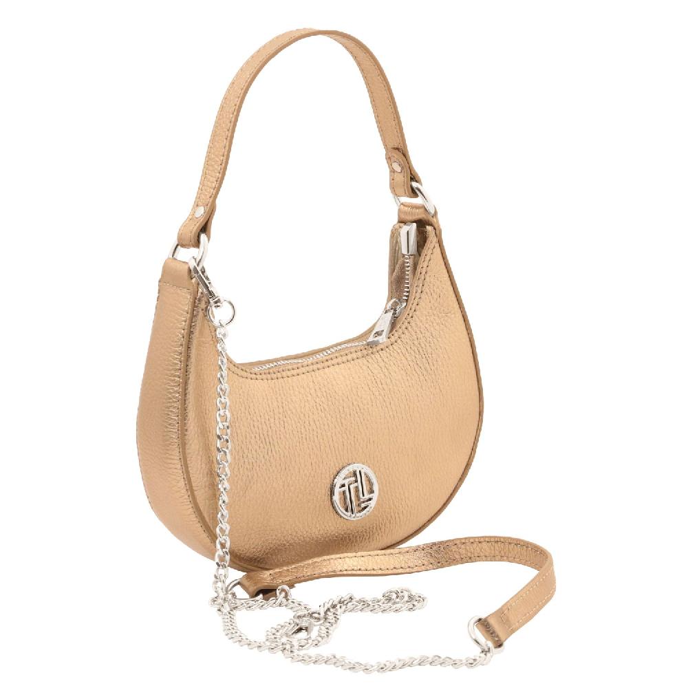Tuscany Leather Sac à Main en Cuir Metallic et Bandoulière à Chaîne Negozi Online