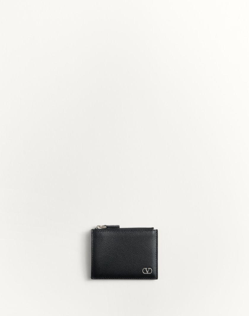 Valentino Handbags Portacarte Vlogo Signature In Vitello Granato per Uomo in Nero | Valentino IT Italy