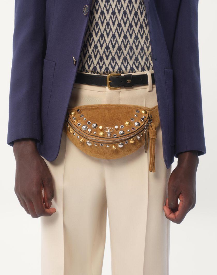 Valentino Handbags Maglione In Lana Con Motivo Jacquard Toute La V per Uomo in Navy/crema | Valentino IT Shopping Online