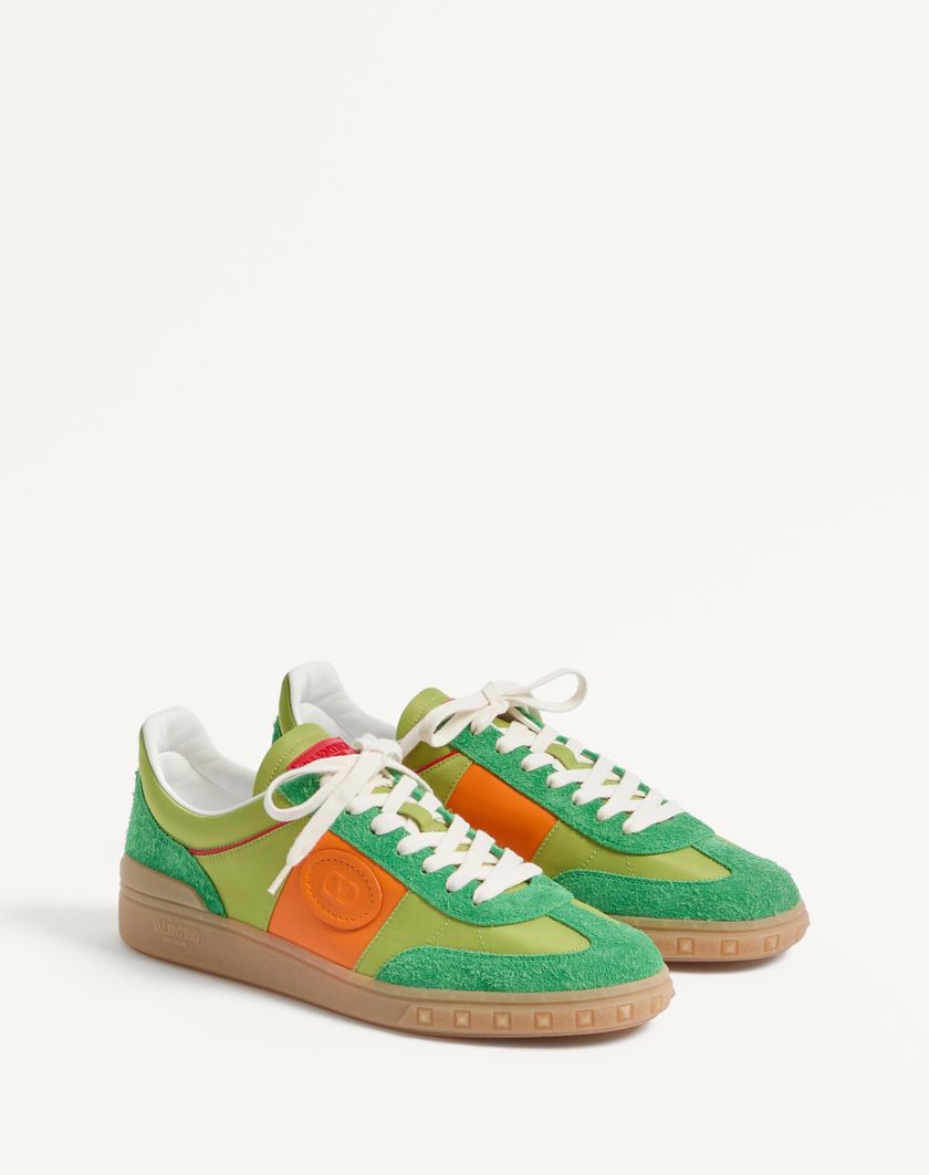 Valentino Handbags Sneaker Low Top Upvillage In Crosta E Nylon per Uomo in Green Briar/chartreuse/pumpkin/corallo | Valentino IT Novità
