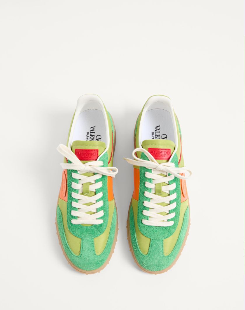Valentino Handbags Sneaker Low Top Upvillage In Crosta E Nylon per Uomo in Green Briar/chartreuse/pumpkin/corallo | Valentino IT Novità