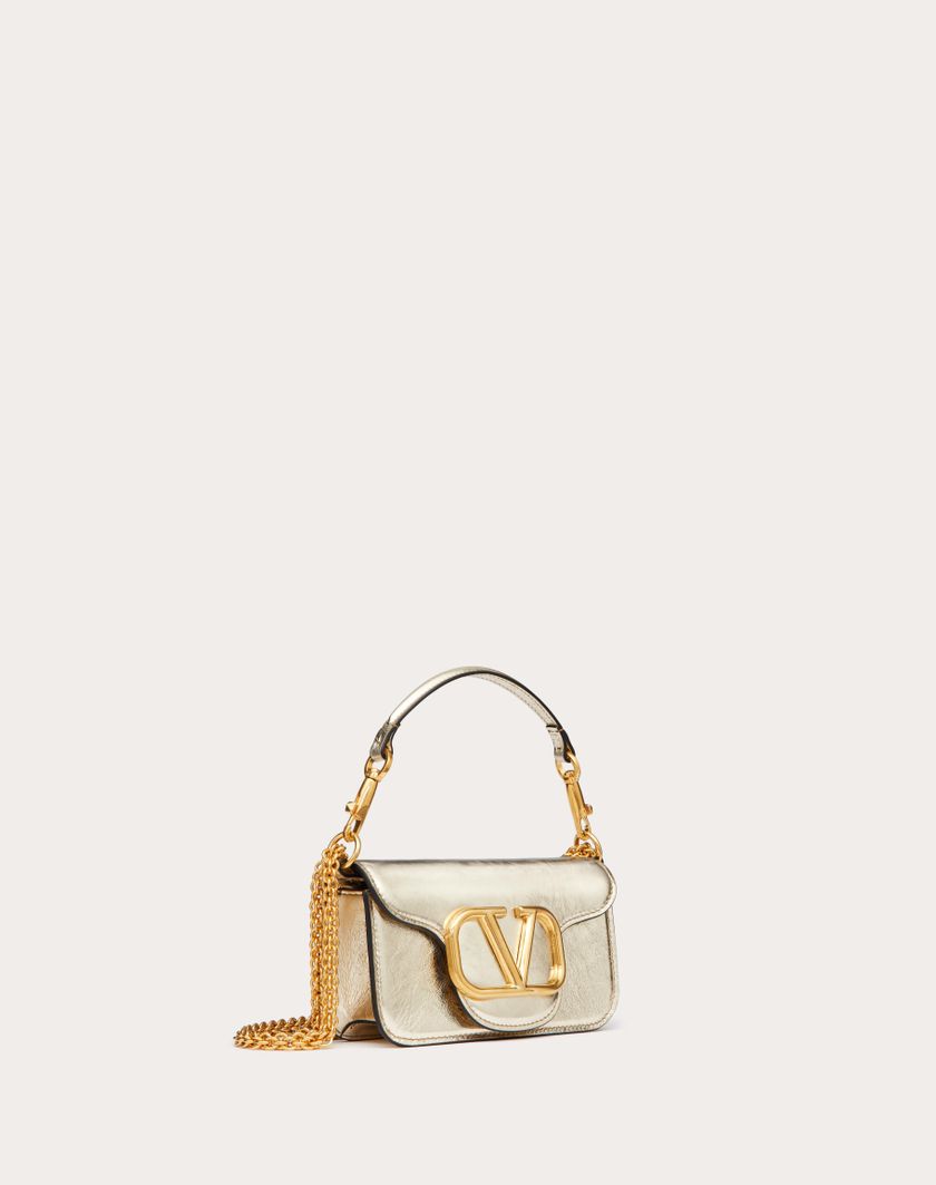 Valentino Handbags Borsa Piccola A Spalla Valentino Garavani Locò In Vitello Metallizzato per Donna in Platino | Valentino IT Negozio