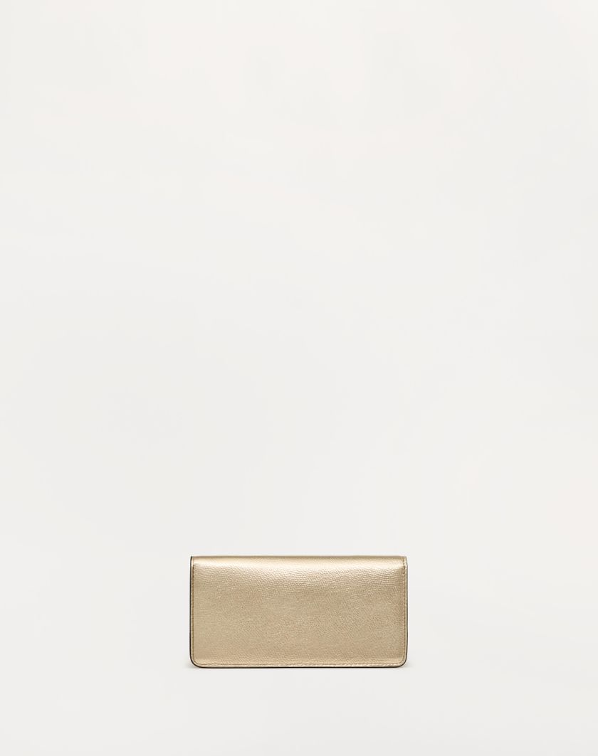 Valentino Handbags Portafoglio Con Catena Vlogo Signature In Vitello Granato Metallizzato per Donna in Platino | Valentino IT Offerta