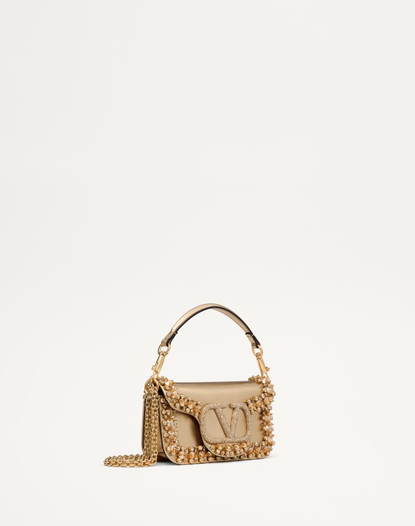 Valentino Handbags Borsa Piccola A Spalla Valentino Garavani Locò Ricamata per Donna in Crystal/oro | Valentino IT Promozione