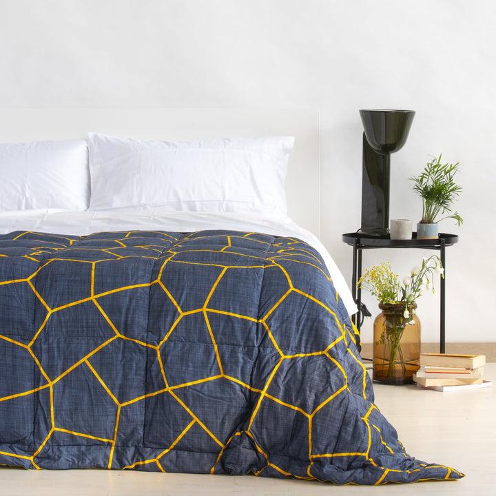 Zenoni & ColombiTrapunta Invernale Double Face in Raso 100% Piuma d'Oca - Favo Blu Promozione