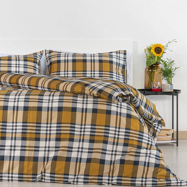 Zenoni & ColombiCopripiumino Nottingham in 100% Raso di Cotone Stampato Fantasia Tartan con Federe In Linea