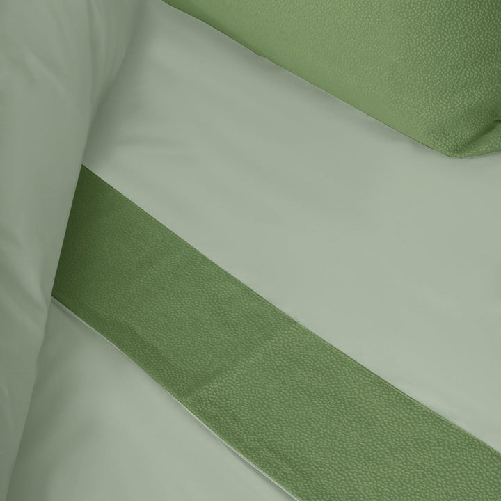 Zenoni & ColombiCompleto Lenzuola Matrimoniale con balza in Jacquard Keppler Verde Chiaro Vendita