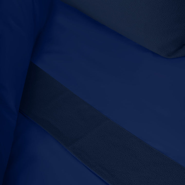 Zenoni & ColombiCompleto Lenzuola Matrimoniale con balza in Jacquard Keppler Blu Promozione
