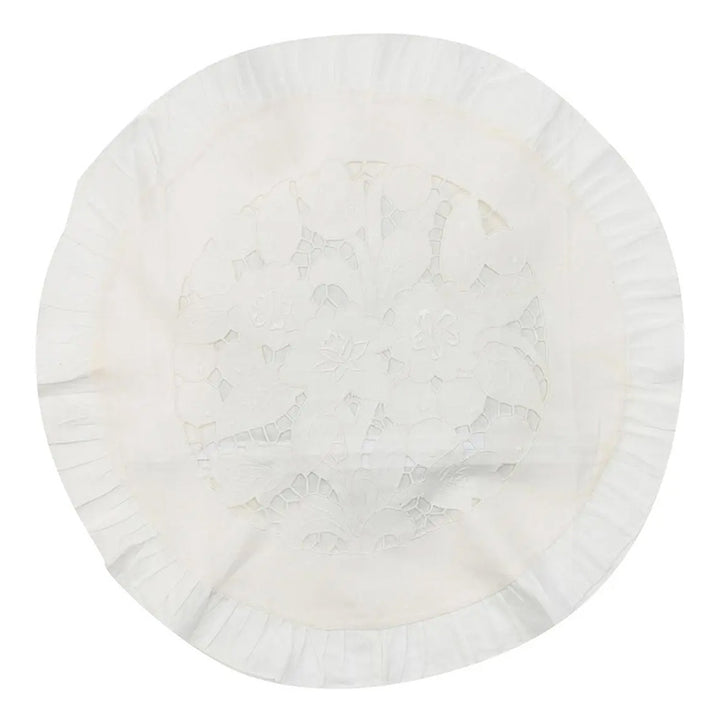 Zenoni & ColombiFedera arredo ricamata a mano in misto Lino Made in Italy variante Camelia diam. 42 cm Saldi