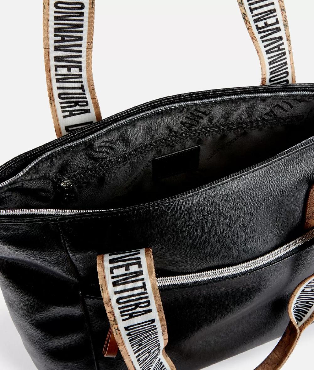 Alviero martini 1a classe Borsa shopping Donnavventura in tessuto saffiano Nera Soddisfazione Garantita
