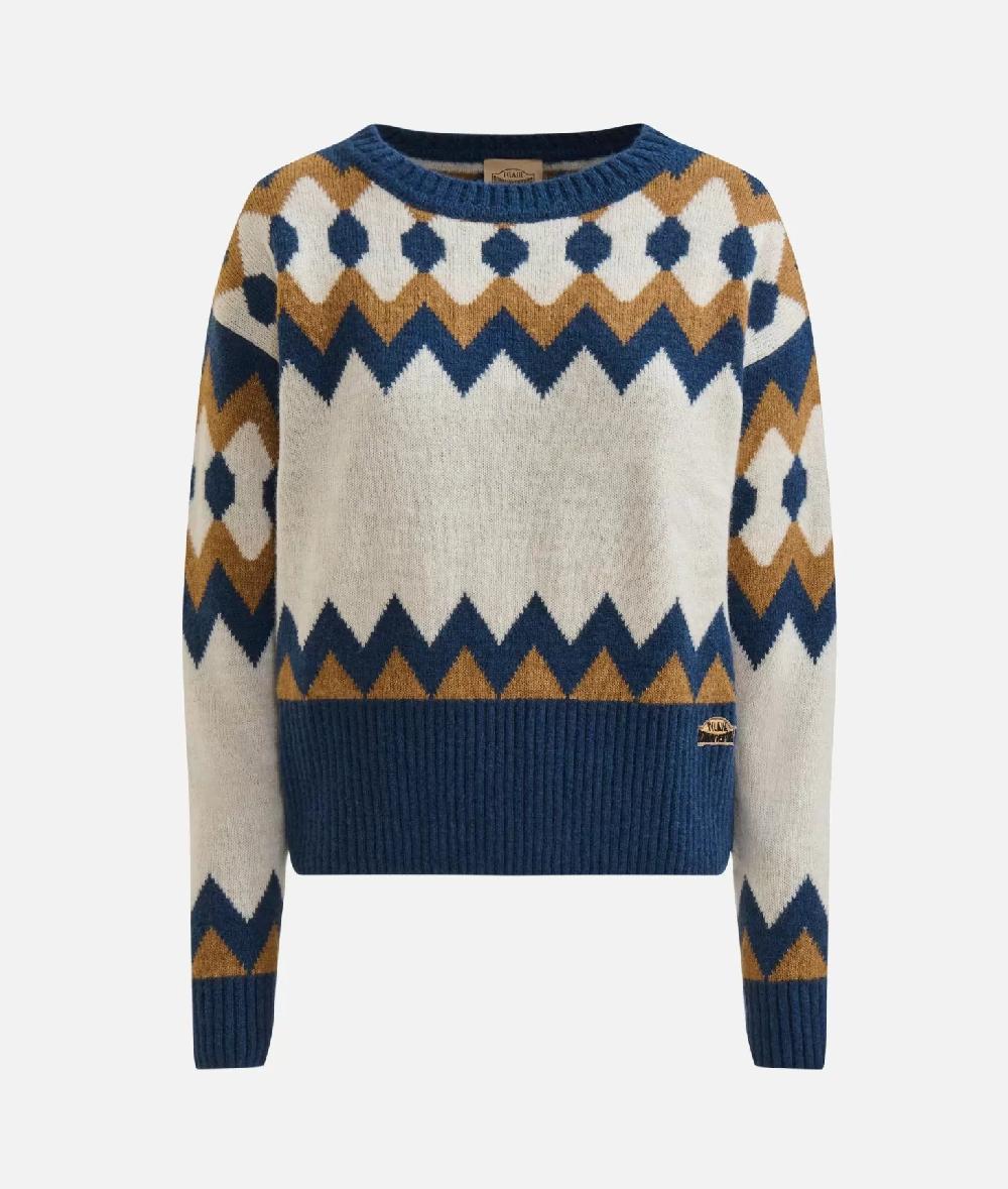 Alviero martini 1a classe Maglia in filato misto lana/viscosa con motivo geometrico Blu Saldi Di Fabbrica