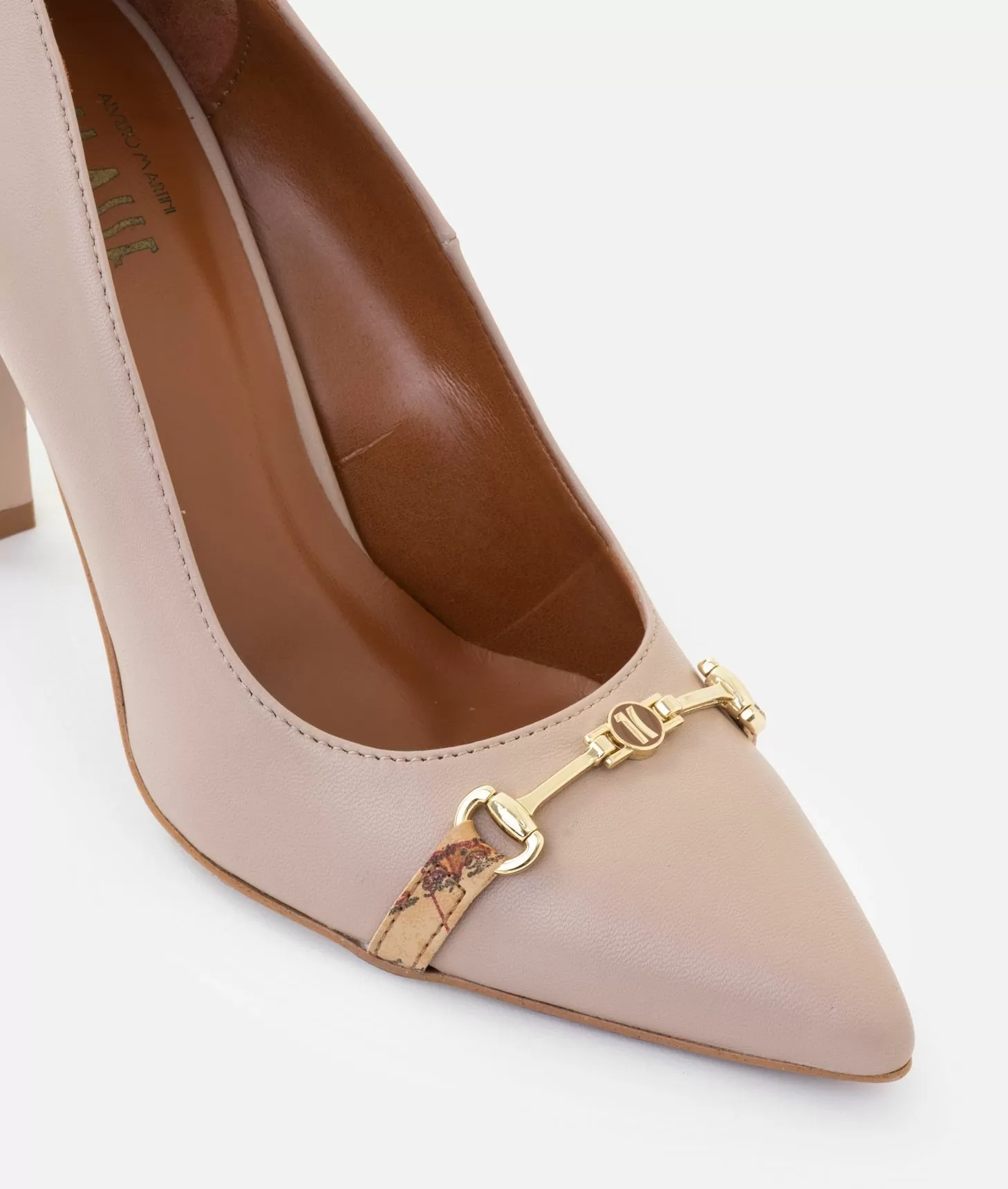 Alviero martini 1a classe Décolleté in nappa liscia con morsetto 1C Taupe Chiaro 2025