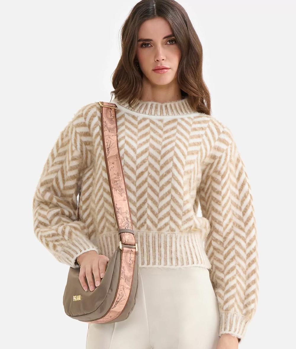 Alviero martini 1a classe Maglia in filato di lana e viscosa con motivo spinato Cammello Promozione Limitata