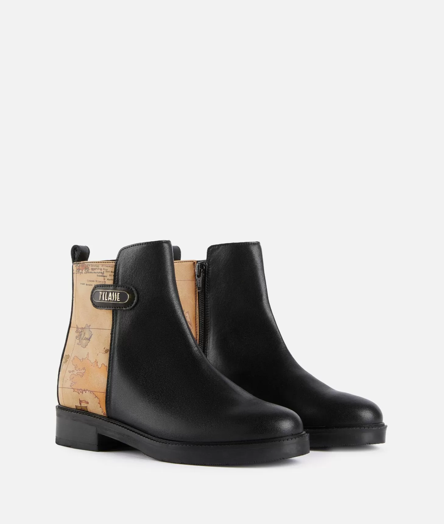 Alviero martini 1a classe Stivaletti beatles in pelle liscia con inserto Geo Classic Neri Negozio